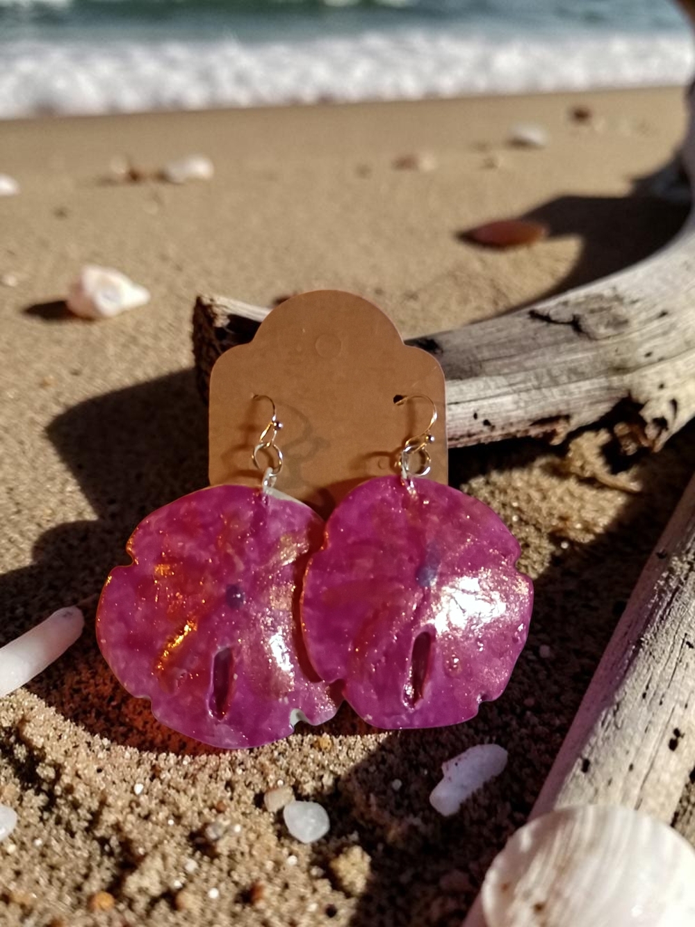 Pink Clay Coastal Collection Sand Dollar Earrings